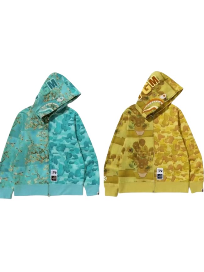 A Bathing Ape Bape 1:1 quality version Van Gogh Sunflower Digital Print Oil Painting Men's Fleece Lined Autumn Winter Hoodie 2 colors 29368374
