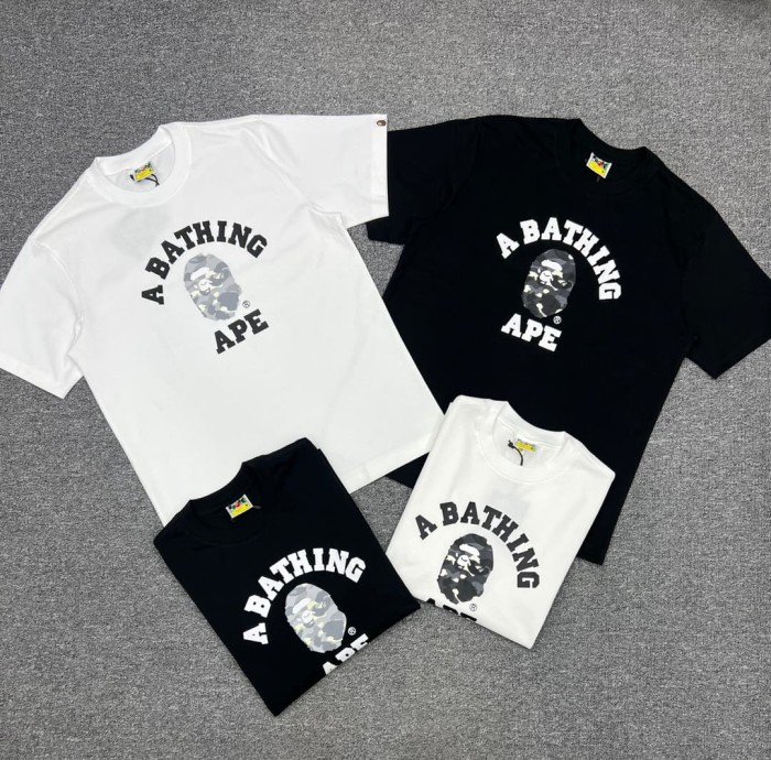 A Bathing Ape Bape 1:1 quality version Arc Lettering Glow-in-the-Dark Camo Ape Head Tee 4 colors 26890768