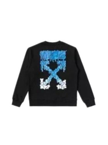[50% Off]Dissolving Drop Crew Neck Sweatshirt Black and White 19492103