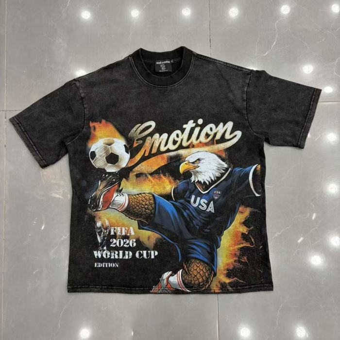 Mixed Emotion USA Canada Mexico World Cup Flame Eagle Print T-shirt 29370498