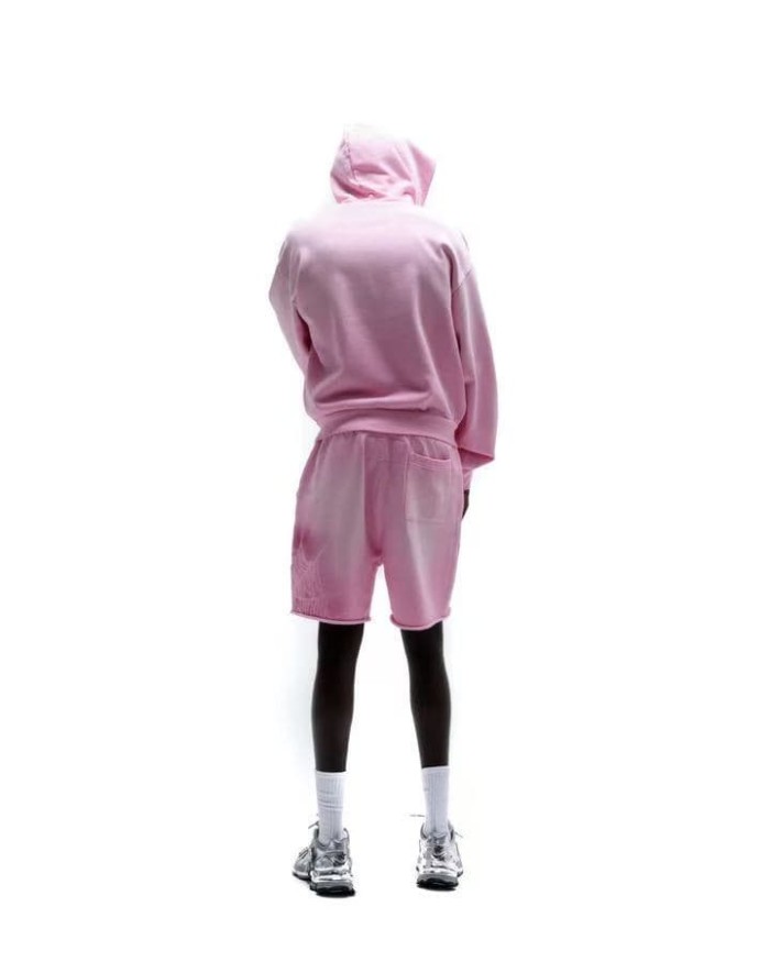 Sp5der [Big & Tall for weights up to 220 lbs]1:1 quality version Streetwear Rhinestone Spider Web Print  Hoodie & Shorts Set 29371984