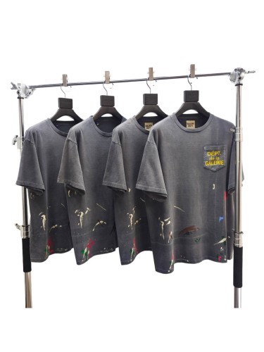 GaIIery Dept. [Big & Tall for weights up to 220 lbs]1:1 quality version Streetwear Vintage Washed Pocket Letter Print Splash Ink Graffiti Oversized Tee 29371920