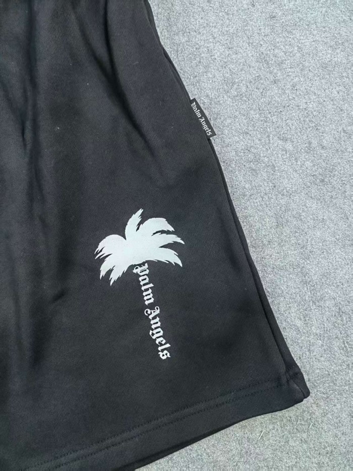Palm Angels Coconut Alphabet Washed Black Shorts