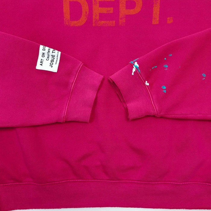 GaIIery Dept. [Big & Tall for weights up to 260 lbs]1:1 quality version Hip Hop Faded Pink Pigment Dye Text Logo Splash Ink Graffiti Kangaroo Pocket Hooded 29371962