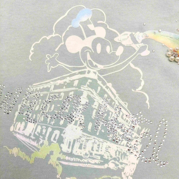 Paly Hollywood [Big & Tall for weights up to 220 lbs]1:1 quality version Streetwear Distressed Hole Washed Letter Rainbow Rhinestone Beaded Oversized Tee 29371935