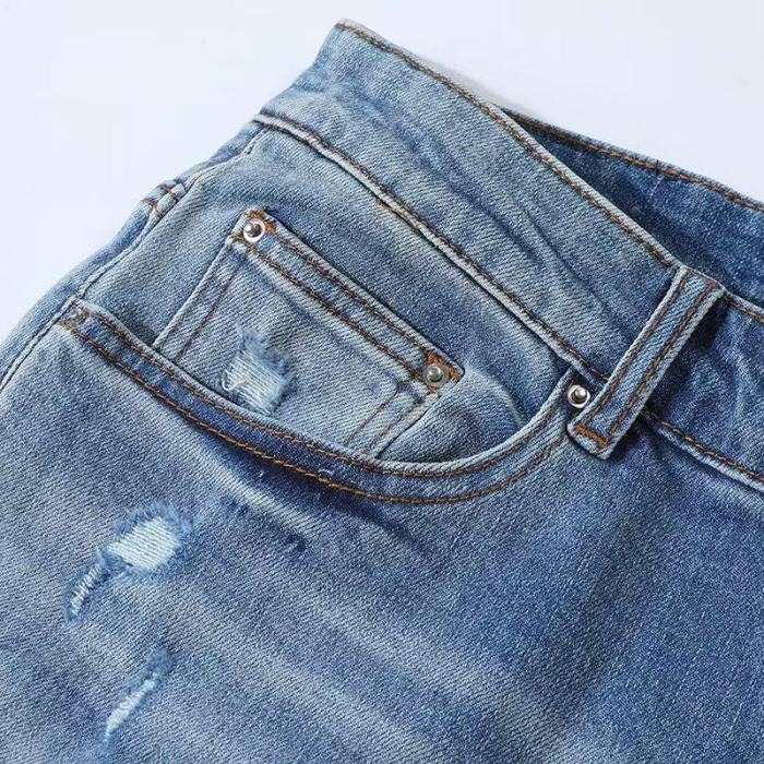 Amiri 1:1 quality version  Wash Distressed Multi Ripped Black Strap Liner Slim Tapered Skinny Jeans 29373801