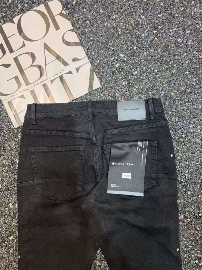 Purple Brand 1:1 quality version American Biker High Street Black Wash Side Metal Studded Flare Jeans 29373863