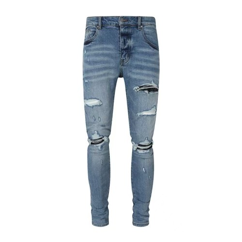 Amiri 1:1 quality version  Wash Distressed Multi Ripped Black Strap Liner Slim Tapered Skinny Jeans 29373801