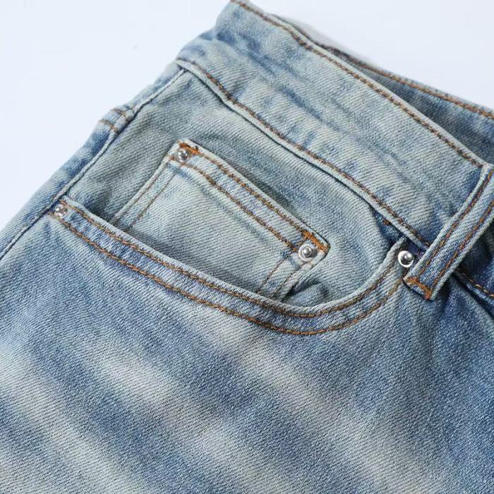 Amiri 1:1 quality version Wash Distressed Ripped White Stripe Patch Skinny Jeans 29373781
