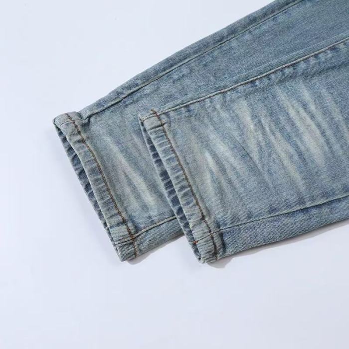 Amiri 1:1 quality version Wash Distressed Ripped White Stripe Patch Skinny Jeans 29373781