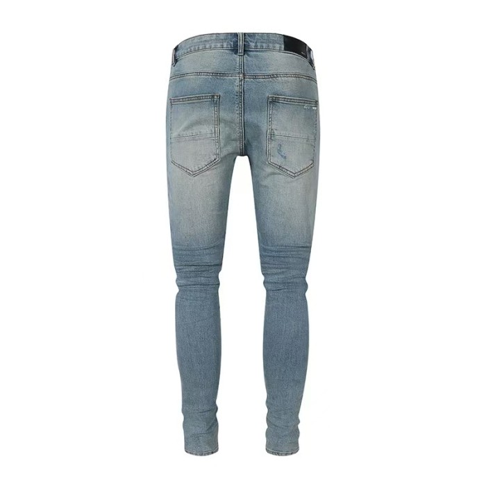 Amiri 1:1 quality version Wash Distressed Ripped White Stripe Patch Skinny Jeans 29373781