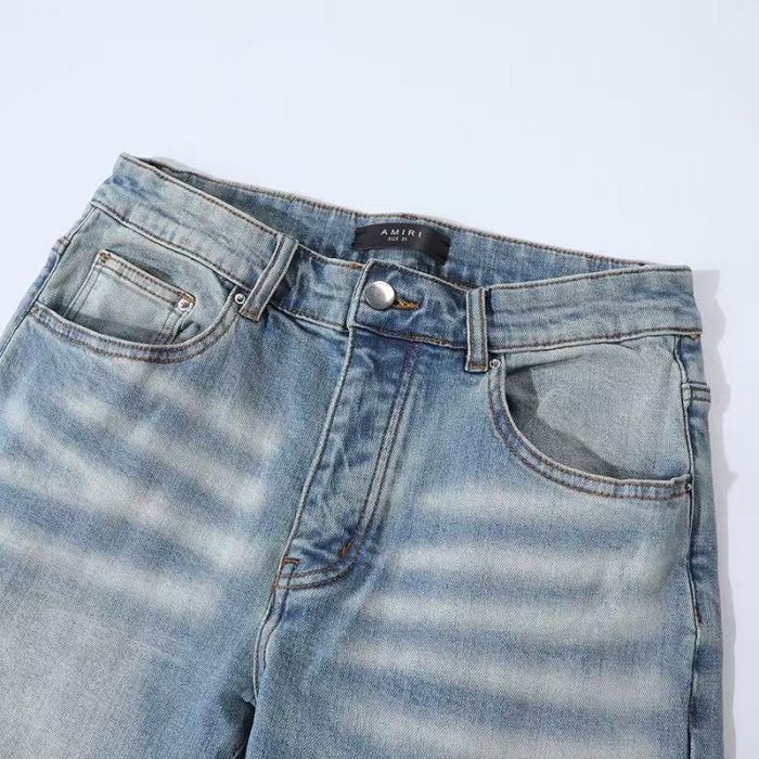 Amiri 1:1 quality version Wash Distressed Ripped White Stripe Patch Skinny Jeans 29373781