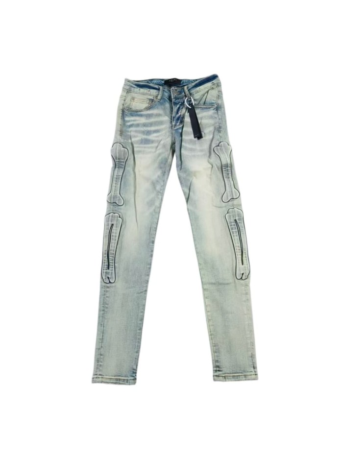 1:1 quality version 28143160 Side Bone Embroidered Jeans