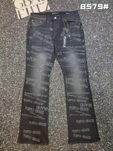 Purple Brand 1:1 quality version Retro Hip Hop Faded Black Full Print Text Logo Flare Jeans 29373846