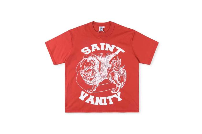 Saint Vanity 1:1 quality version Totem Letter Raw Outseam Print Tee 12 colors 28313350