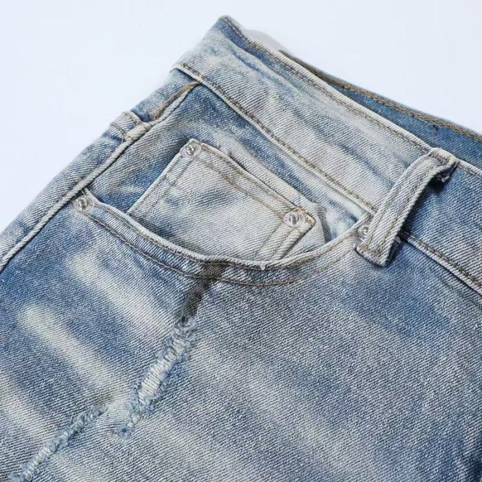 Amiri 1:1 quality version Frayed Cut Out Leopard Patch Inner Letter Applique Slim Tapered Skinny Jeans 29373796