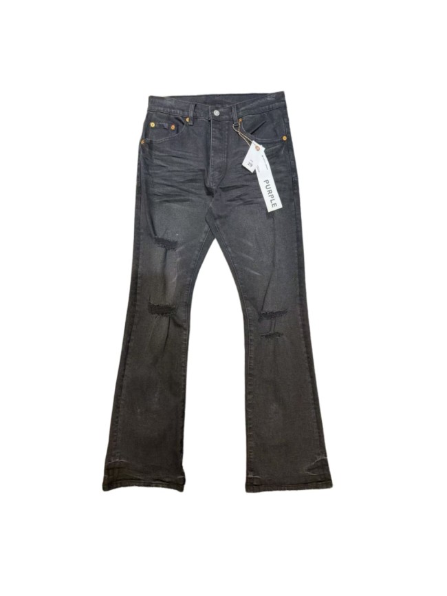 Purple Brand 1:1 quality version Retro Hip Hop Faded Black Multi Slash Destroyed Flare Jeans 29373853