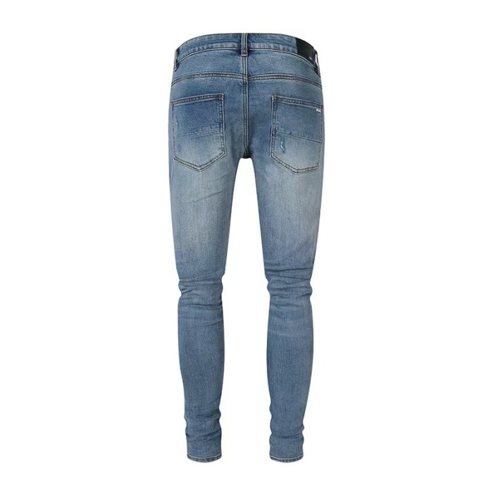 Amiri 1:1 quality version  Wash Distressed Multi Ripped Black Strap Liner Slim Tapered Skinny Jeans 29373801