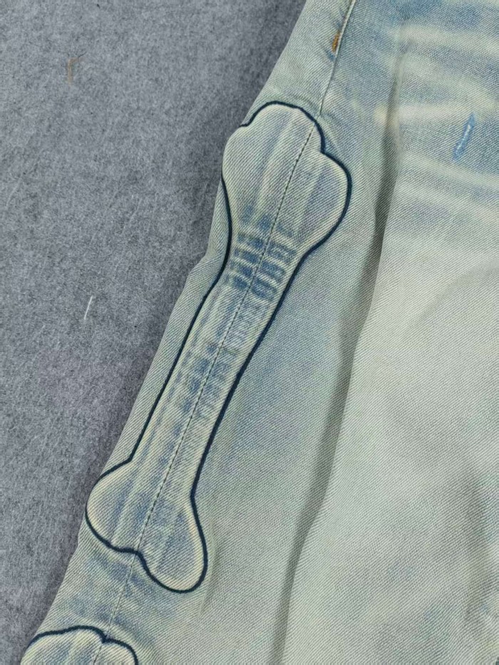 1:1 quality version 28143160 Side Bone Embroidered Jeans