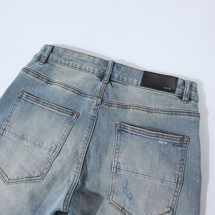 Amiri 1:1 quality version Wash Distressed Ripped White Stripe Patch Skinny Jeans 29373781