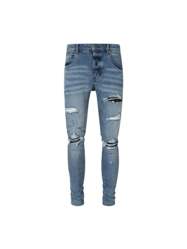 Amiri 1:1 quality version  Wash Distressed Multi Ripped Black Strap Liner Slim Tapered Skinny Jeans 29373801