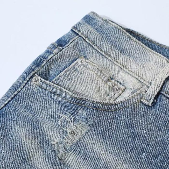Amiri 1:1 quality version American Streetwear Destroyed Red Patch Letter Embroidered Skinny Fit Denim Jeans 29373762
