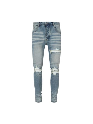 Amiri 1:1 quality version Wash Distressed Ripped White Stripe Patch Skinny Jeans 29373781