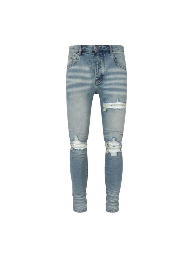 Amiri 1:1 quality version Wash Distressed Ripped White Stripe Patch Skinny Jeans 29373781