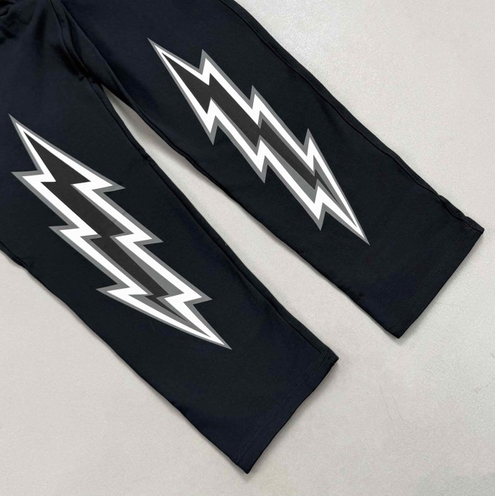 Eric Emanuel 1:1 quality version Streetwear Chest Monogram And Side Lightning Graphic Print Hoodie & Pants Tracksuit Set 2 colors 29375014