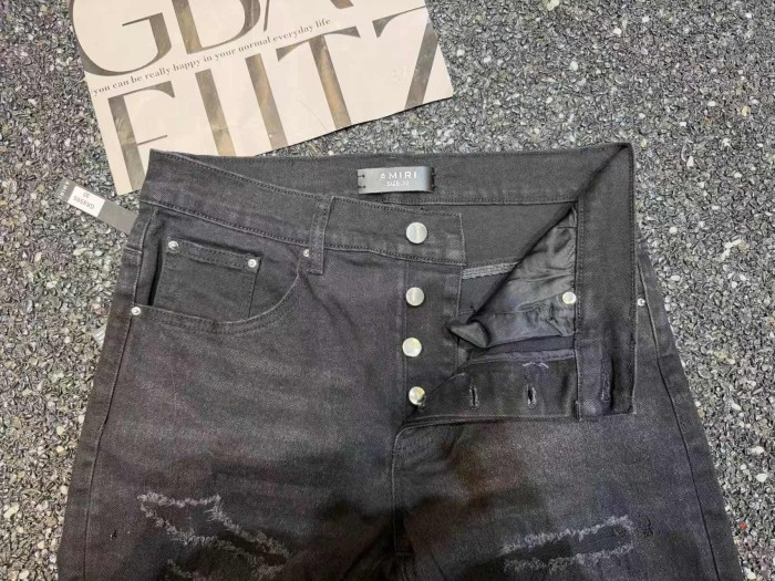 Amiri 1:1 quality version American Biker High Street Black Wash Ripped Horse Graphic Skinny Jeans 29374878