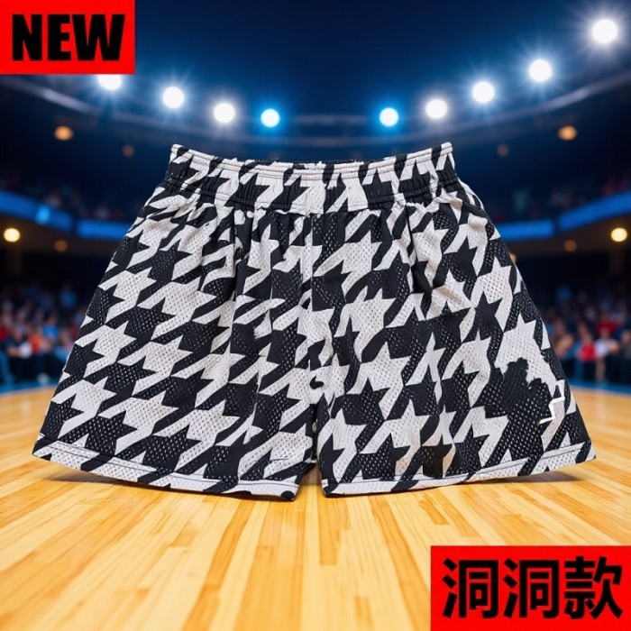 Eric Emanuel Streetwear Houndstooth Full Print Loose Fit Breathable Mesh Athletic Shorts 3 colors 29374966