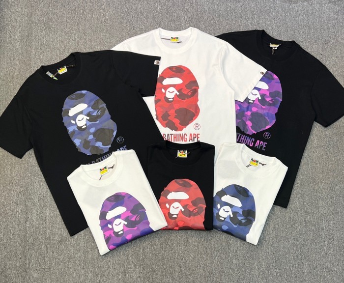 [50% Off]1:1 quality version Camouflage great ape head letter print tee 6 colors 21608121