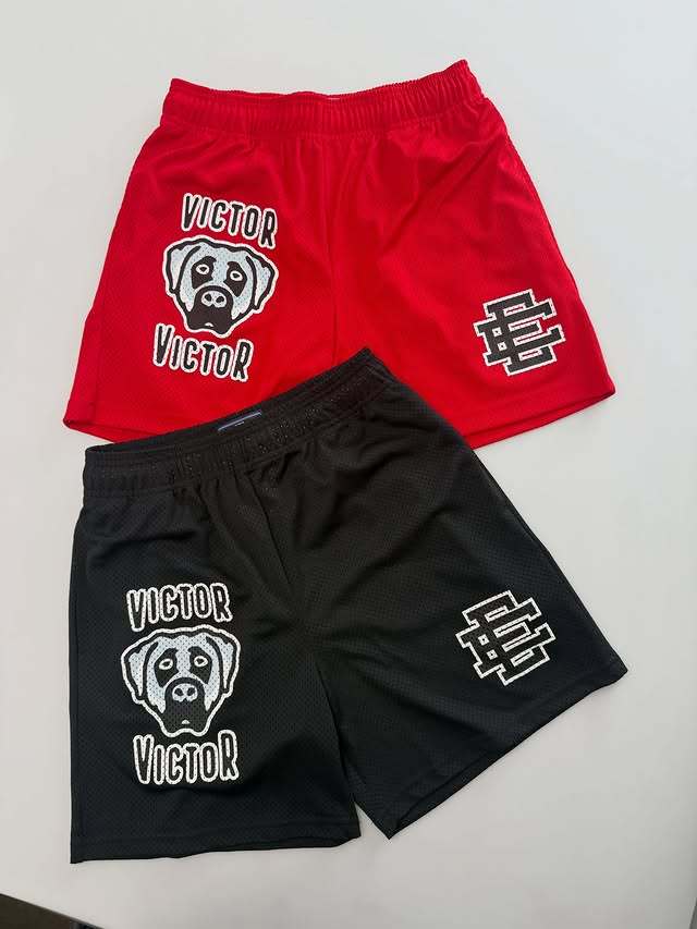 Eric Emanuel Streetwear Dog Head Letter Print Loose Fit Breathable Mesh Athletic Shorts 2 colors 29374901