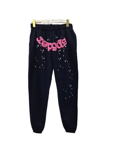 Sp5der Teenage girls pink letters diffuse star foam print sweatpants 22210110