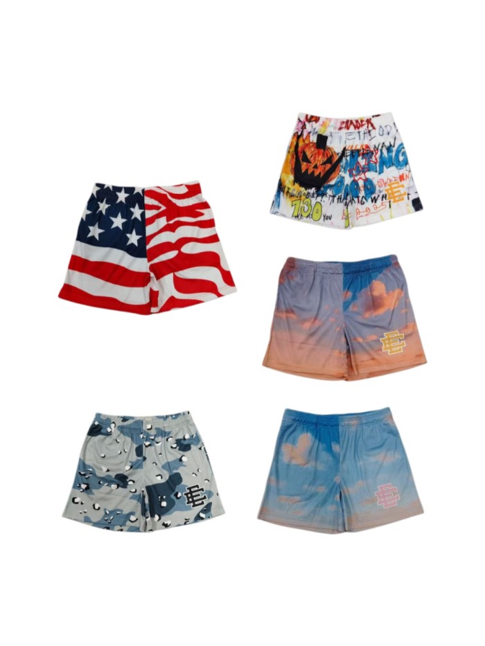 Eric Emanuel Retro Casual Mix Style Star Stripe Cloud Camo Graffiti Graphic Mesh Athletic Shorts 5 colors 29378724