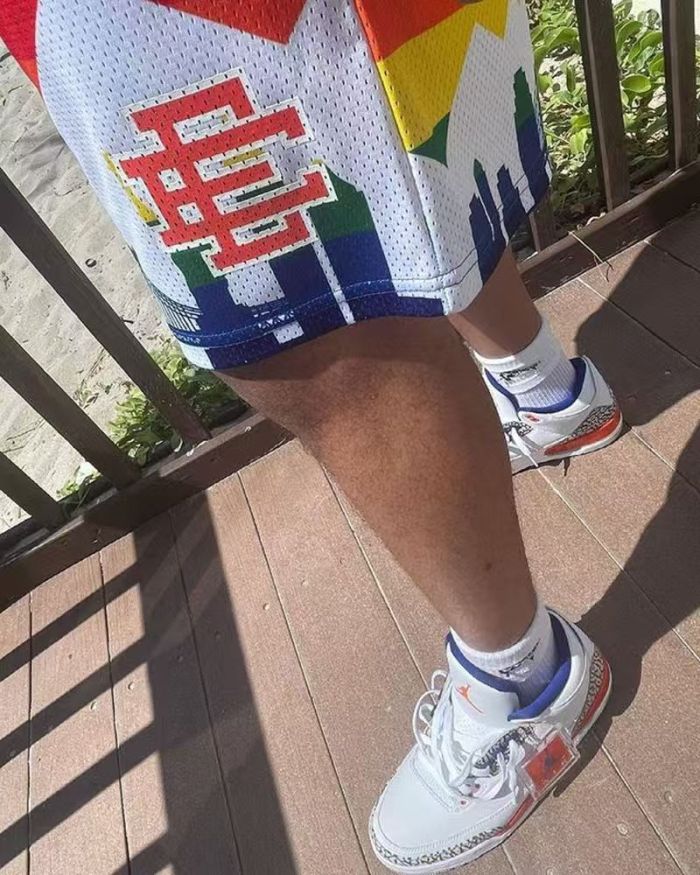Eric Emanuel Streetwear City Skyline Mountain Print With Side EE Monogram Logo Print Mesh Athletic Shorts 2 colors 29378499