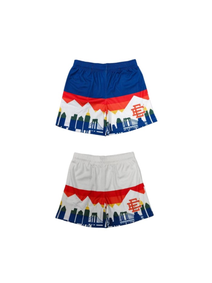 Eric Emanuel Streetwear City Skyline Mountain Print With Side EE Monogram Logo Print Mesh Athletic Shorts 2 colors 29378499