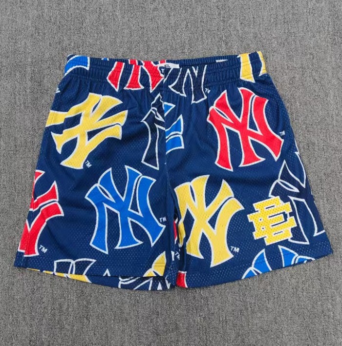 Eric Emanuel Streetwear Full Print Colorful NY Letter Graphic With Side Monogram Logo Print Mesh Athletic Shorts 3 colors 29378452