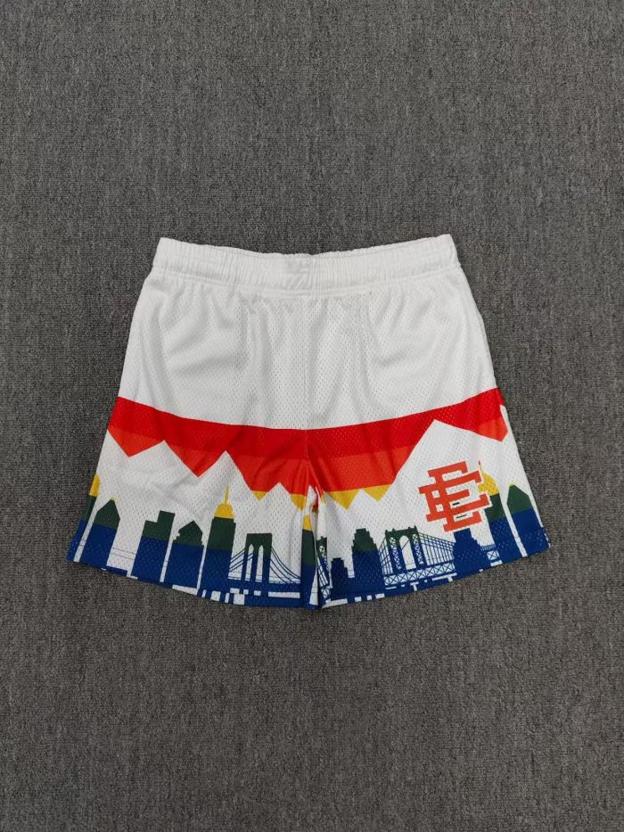 Eric Emanuel Streetwear City Skyline Mountain Print With Side EE Monogram Logo Print Mesh Athletic Shorts 2 colors 29378499