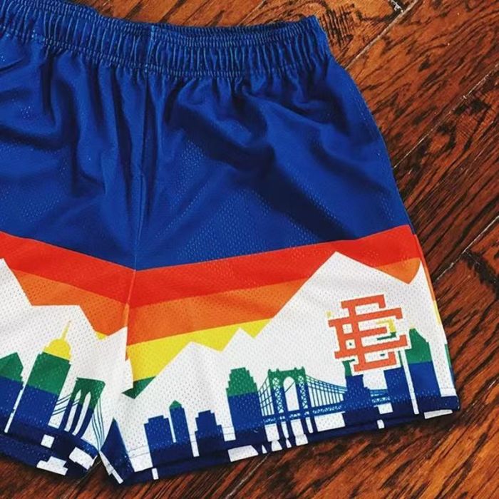 Eric Emanuel Streetwear City Skyline Mountain Print With Side EE Monogram Logo Print Mesh Athletic Shorts 2 colors 29378499