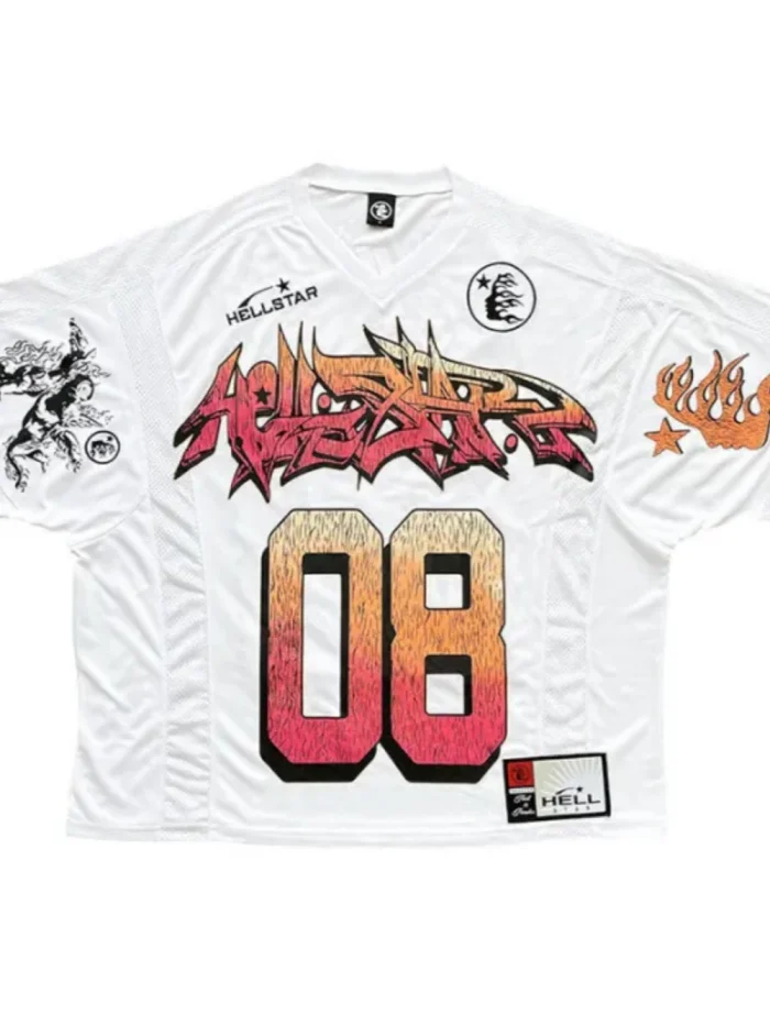 [50% Off]Hellstar Studio 1:1 quality version Mesh Patchwork Short Sleeve Jersey T-Shirt 22664298