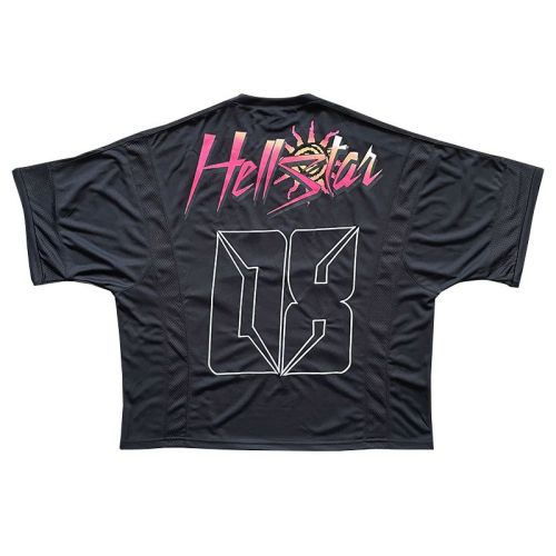 [50% Off]Hellstar Studio 1:1 quality version Mesh Patchwork Short Sleeve Jersey T-Shirt 22664298