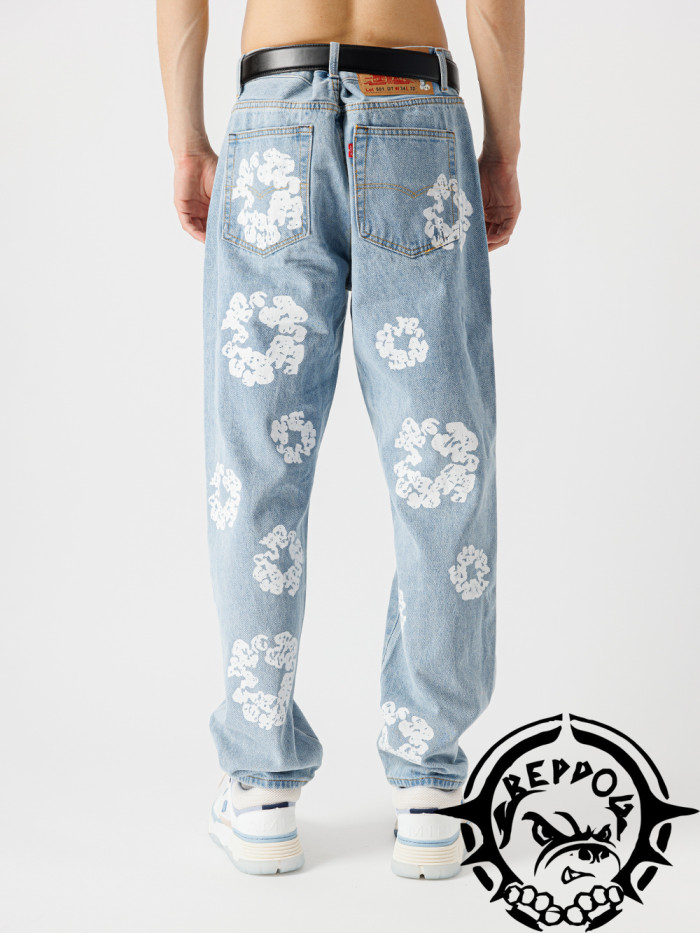 [50% Off]Denim Tears 1:1 Quality Version Kapok Light Blue Denim Jeans 22689283