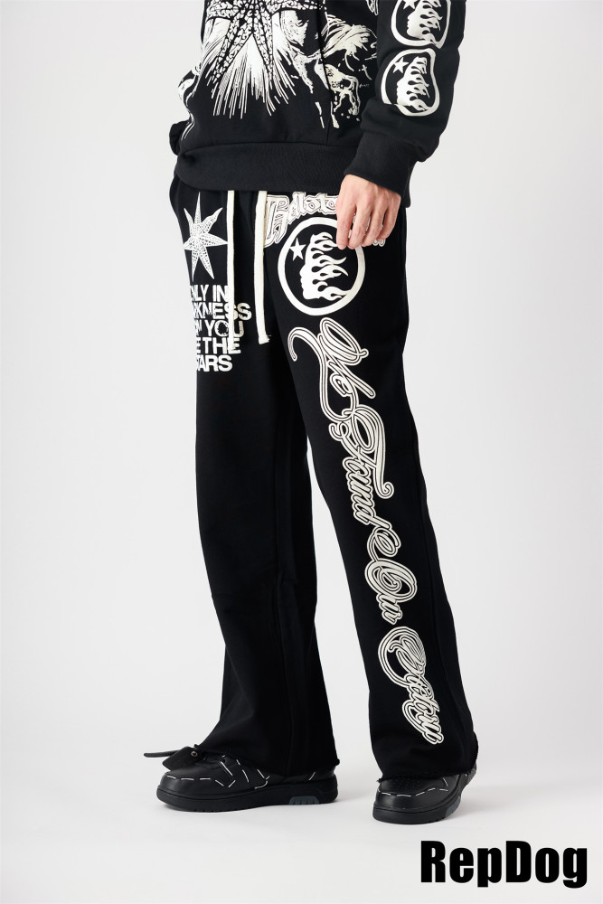 [50% Off]Hellstar Studio 1:1 quality version Starfish and Half-Face Printed Sweatpants 22742950