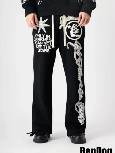 [50% Off]Hellstar Studio 1:1 quality version Starfish and Half-Face Printed Sweatpants 22742950