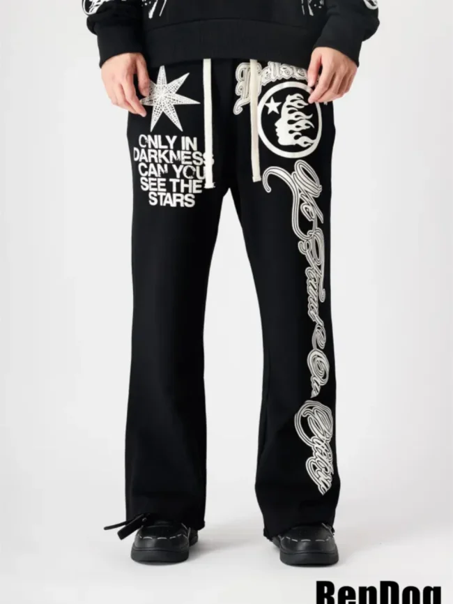 [50% Off]Hellstar Studio 1:1 quality version Starfish and Half-Face Printed Sweatpants 22742950