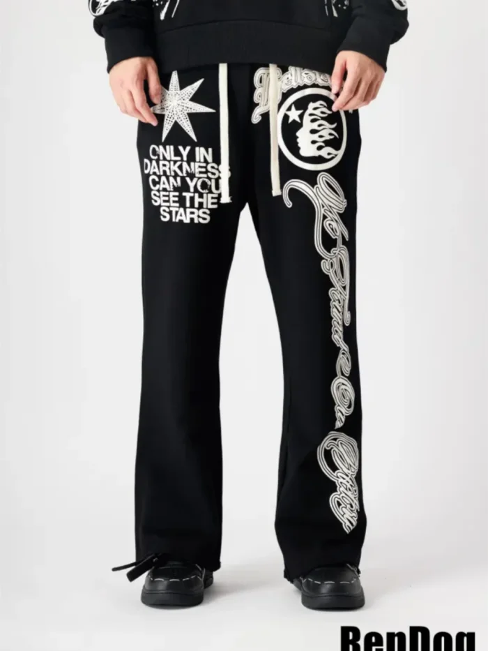 [50% Off]Hellstar Studio 1:1 quality version Starfish and Half-Face Printed Sweatpants 22742950