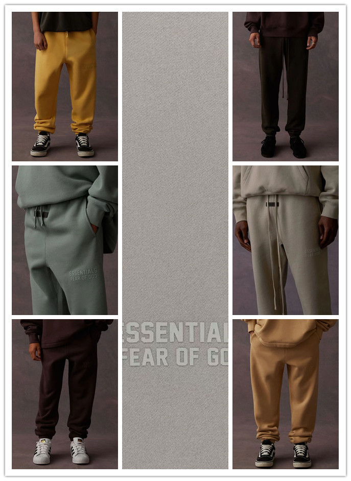 [50% Off]Fear Of God (Essentials) [Big & Tall for weights up to 220 lbs]1:1 quality version 3-D Silicone Drawstring Sweatpants 6 colors 22686201