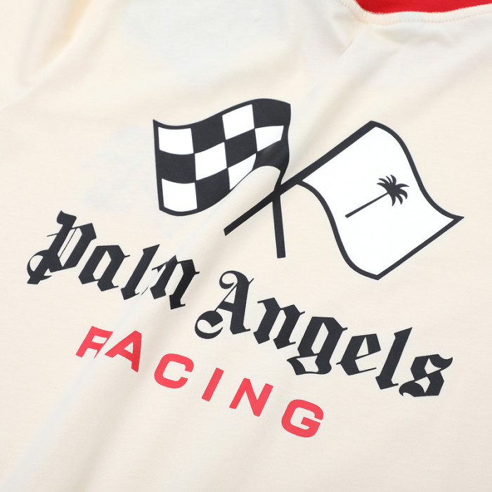 [50% Off]Palm Angels Racing Race Black White Flag Print Short Sleeve 22729995