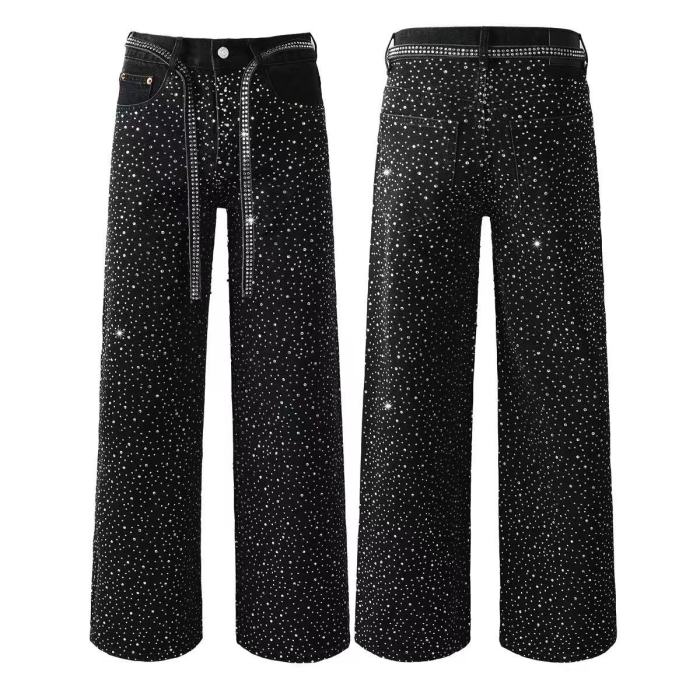 [50% Off]Purple Brand 1:1 quality version Full Star Rhinestone Wide Leg Flare Jeans 2 colors 27845816